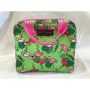 Betsy Johnson Insulated Green Pink Let's Flamingo Lunch Tote